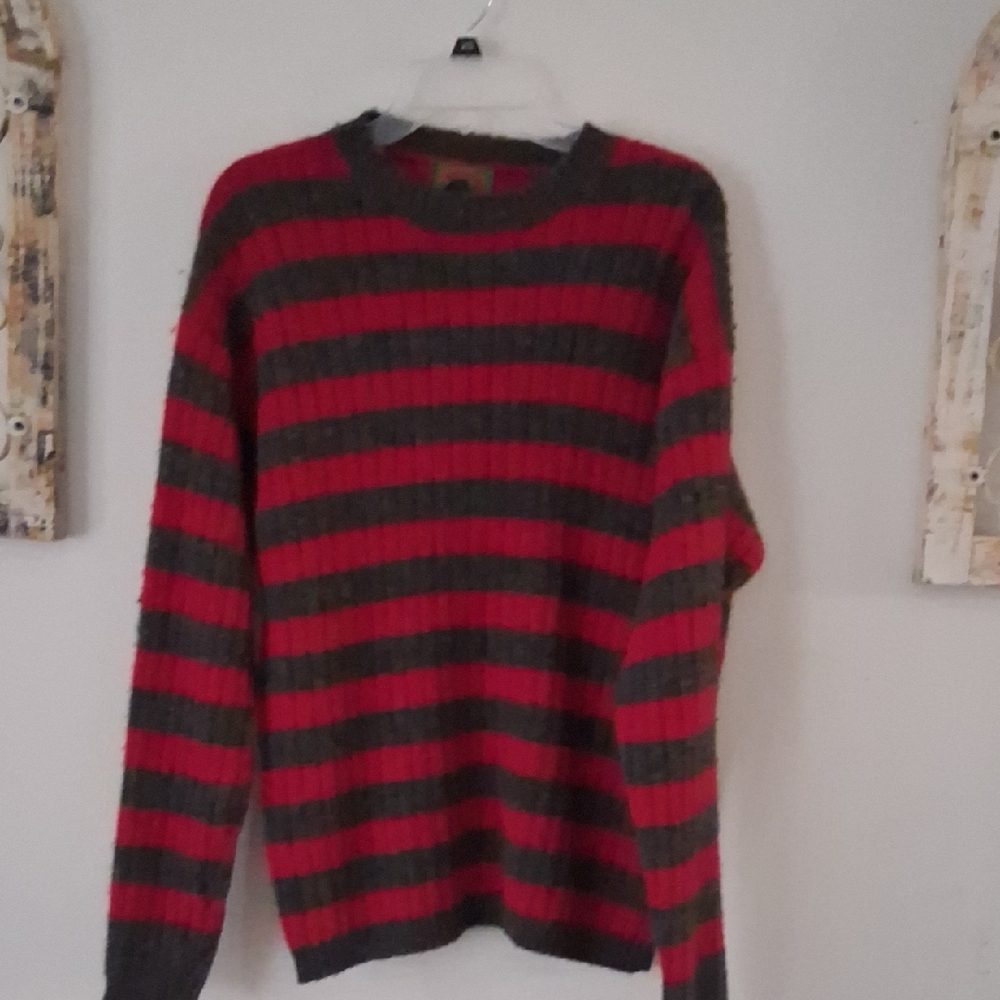 Boston Traders Striped Crewneck Sweater in Red and Gray